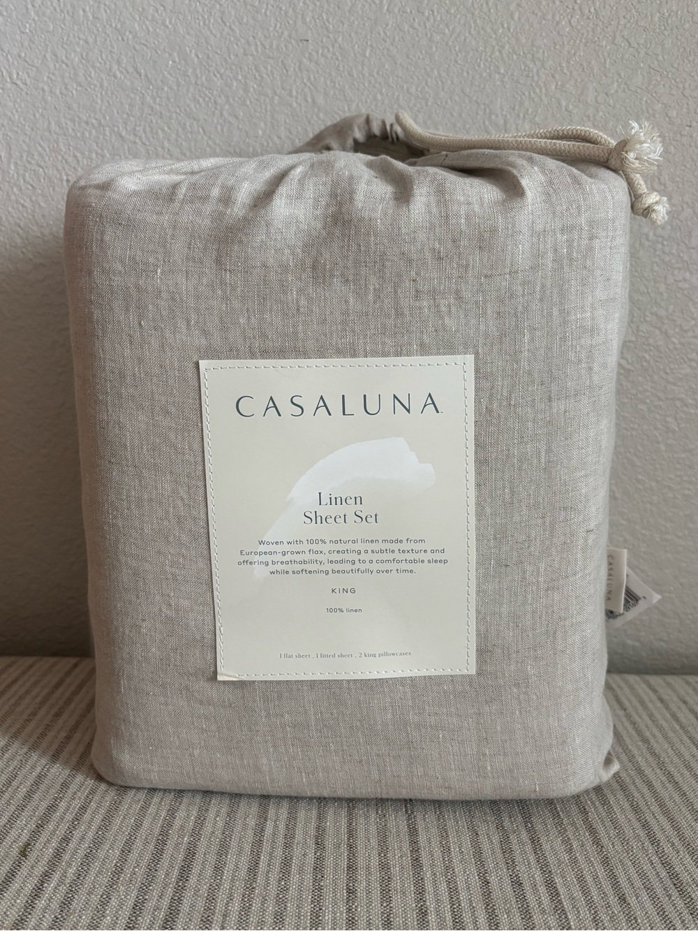 NWT King 100% Linen Sheet Set Natural - Casaluna
